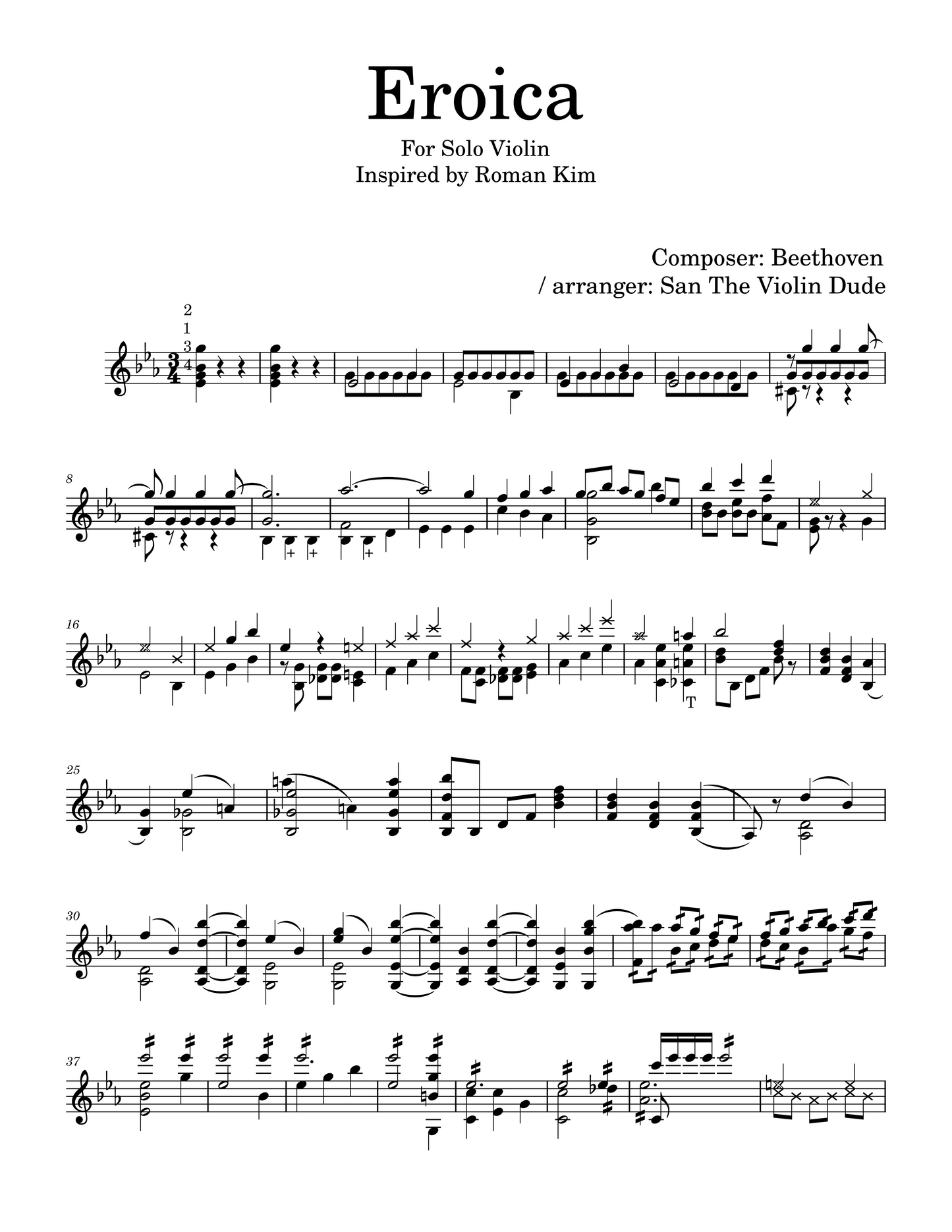 Beethoven Eroica 1st Movement for Solo Violin