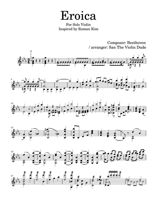 Beethoven Eroica 1st Movement for Solo Violin