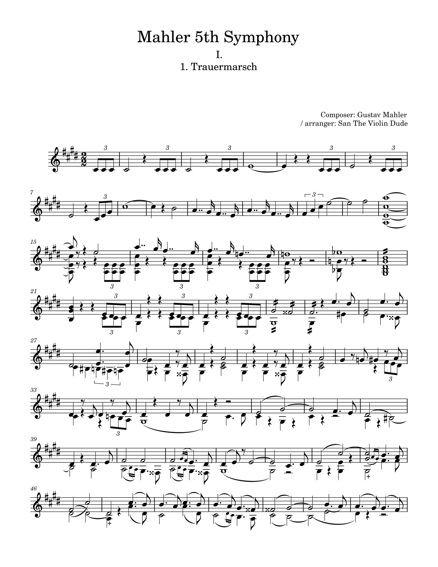 Mahler 5th Symphony for Solo Violin 1st movement