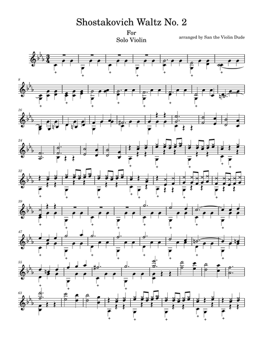 Shostakovich Waltz No. 2 for Solo Violin